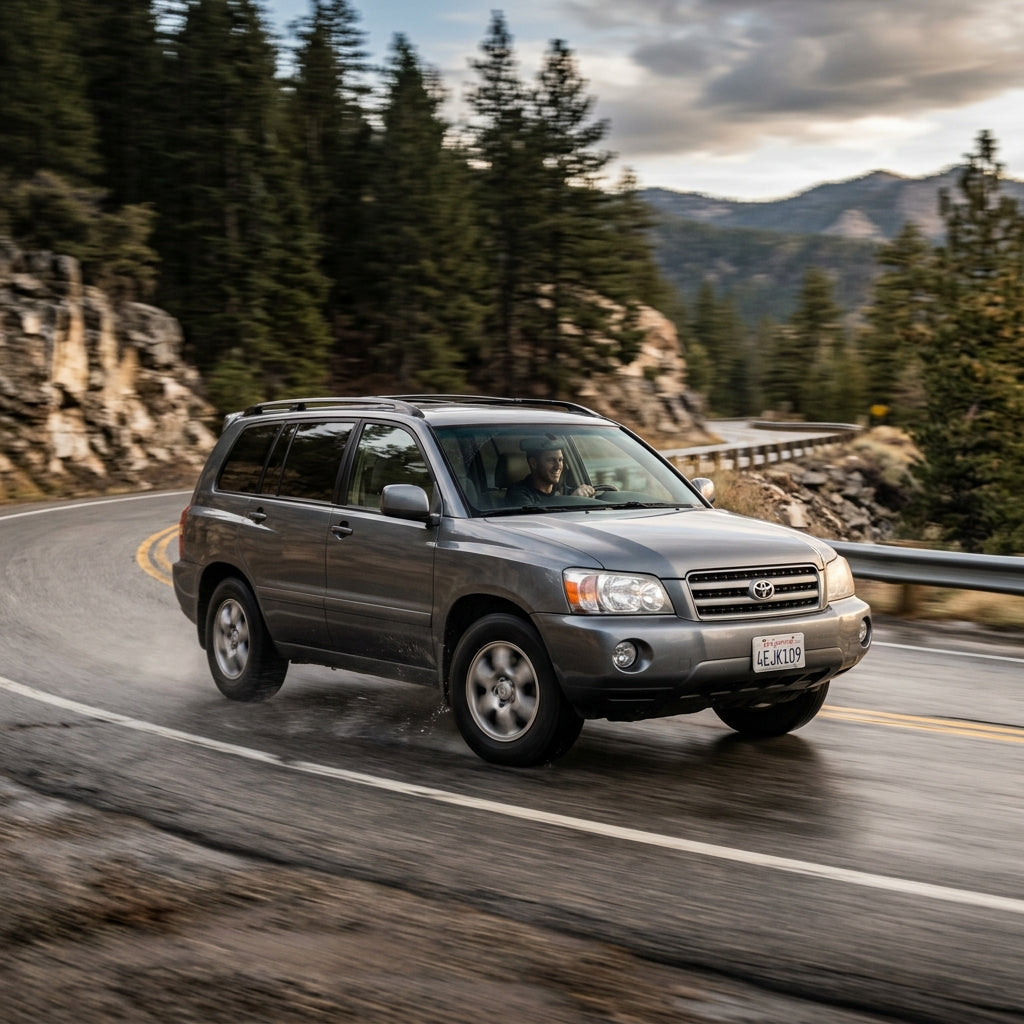 Action Shot: Toyota Highlander Driving Fast
