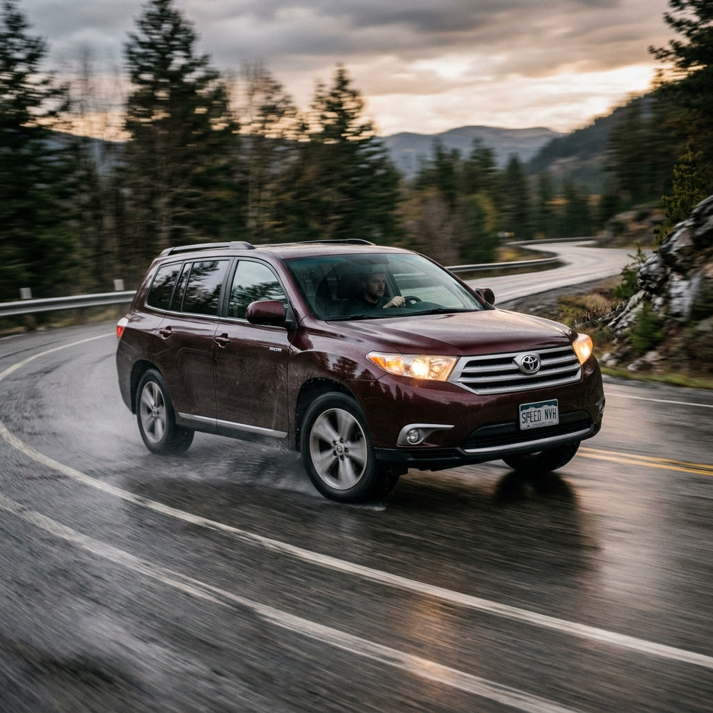 Action Shot: Toyota Highlander Driving Fast