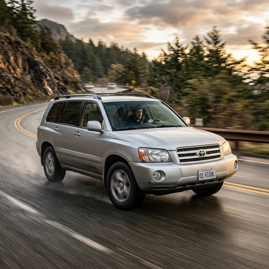 Action Shot: Toyota Highlander Driving Fast