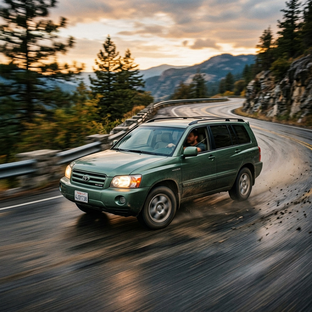 Action Shot: Toyota Highlander Driving Fast