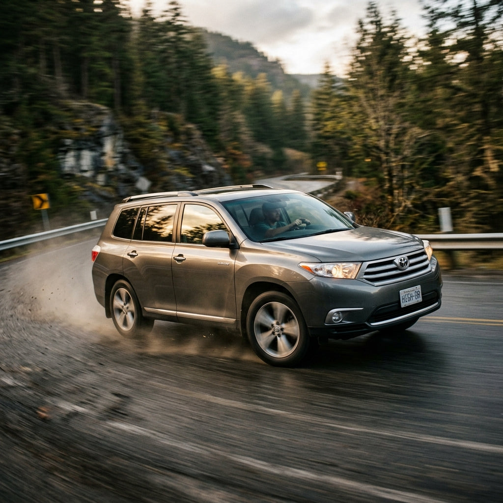 Action Shot: Toyota Highlander Driving Fast