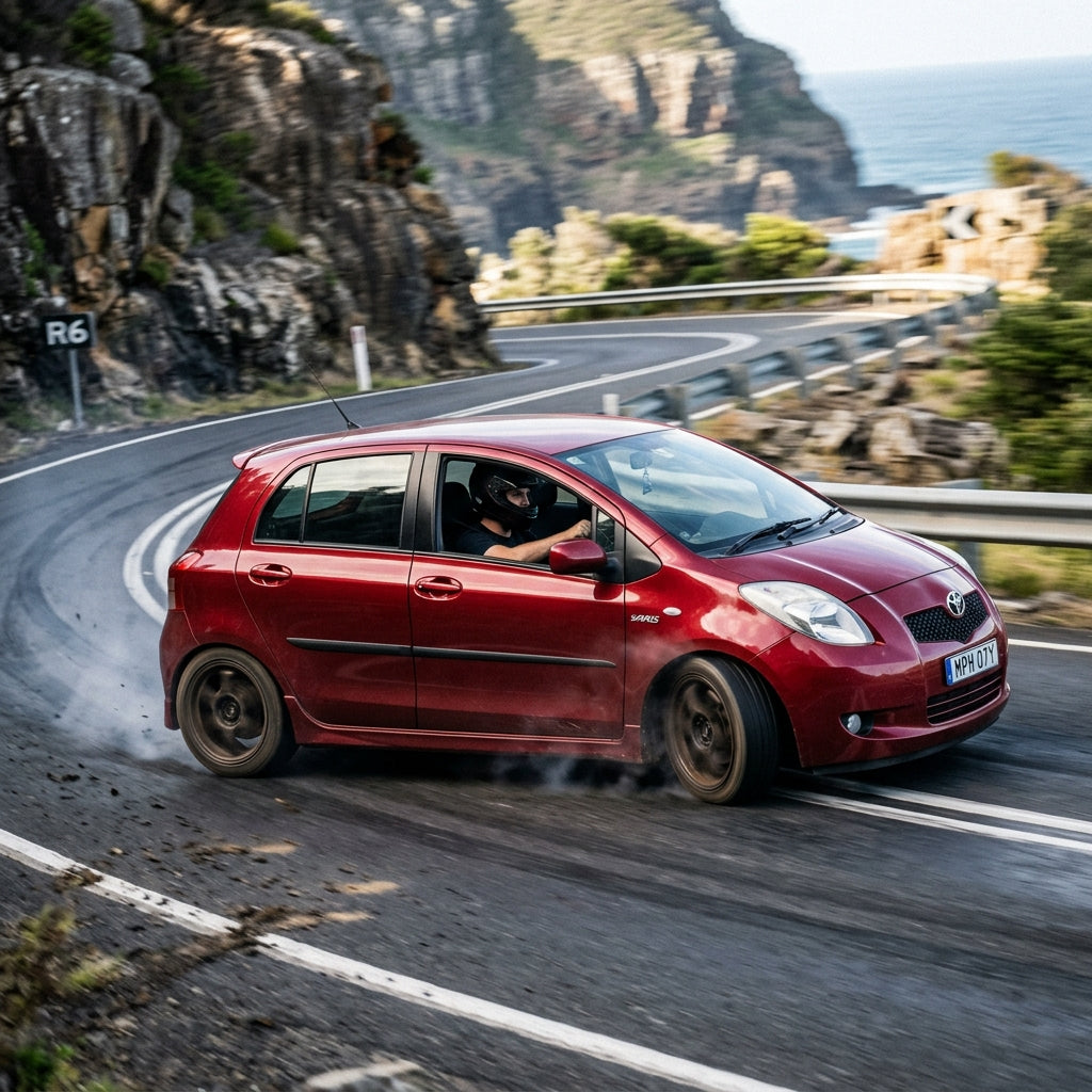 Action Shot: Toyota Yaris Driving Fast