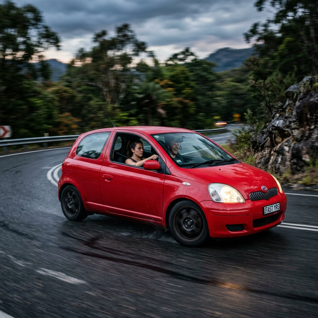 Action Shot: Toyota Yaris Driving Fast