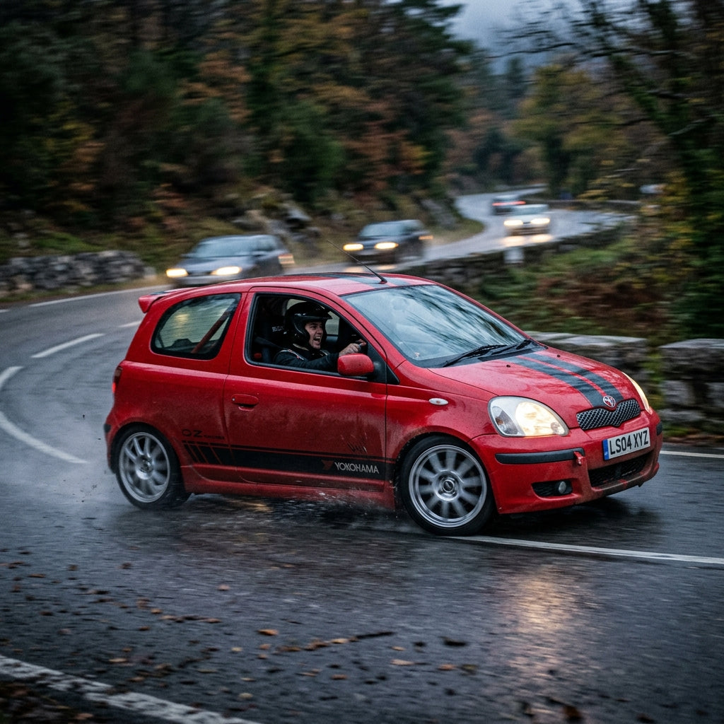 Action Shot: Toyota Yaris Driving Fast
