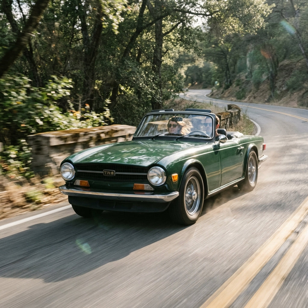 Action Shot: Triumph TR6 Driving Fast