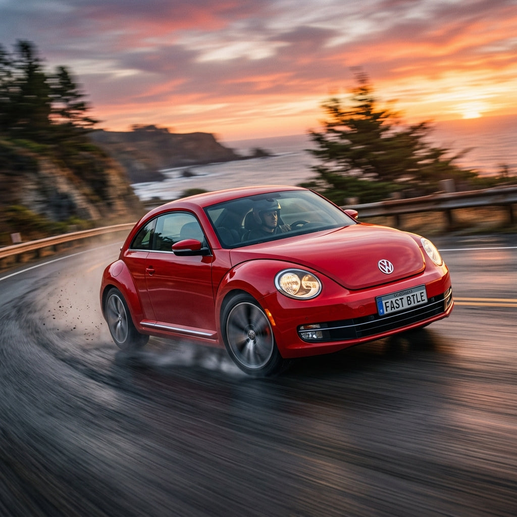 Action Shot: Volkswagen Beetle Driving Fast