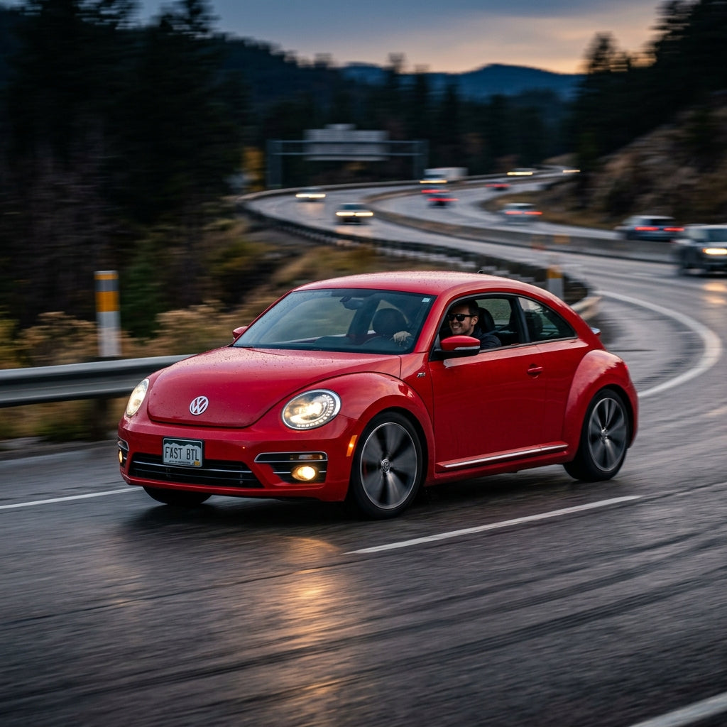 Action Shot: Volkswagen Beetle Driving Fast