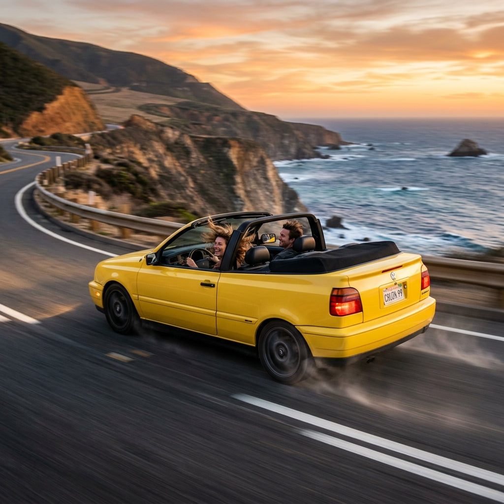 Action Shot: Volkswagen Cabrio Driving Fast