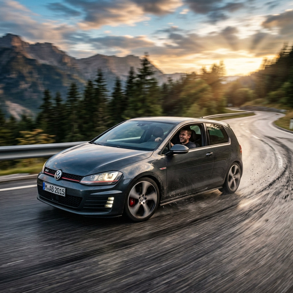 Action Shot: Volkswagen Golf Driving Fast