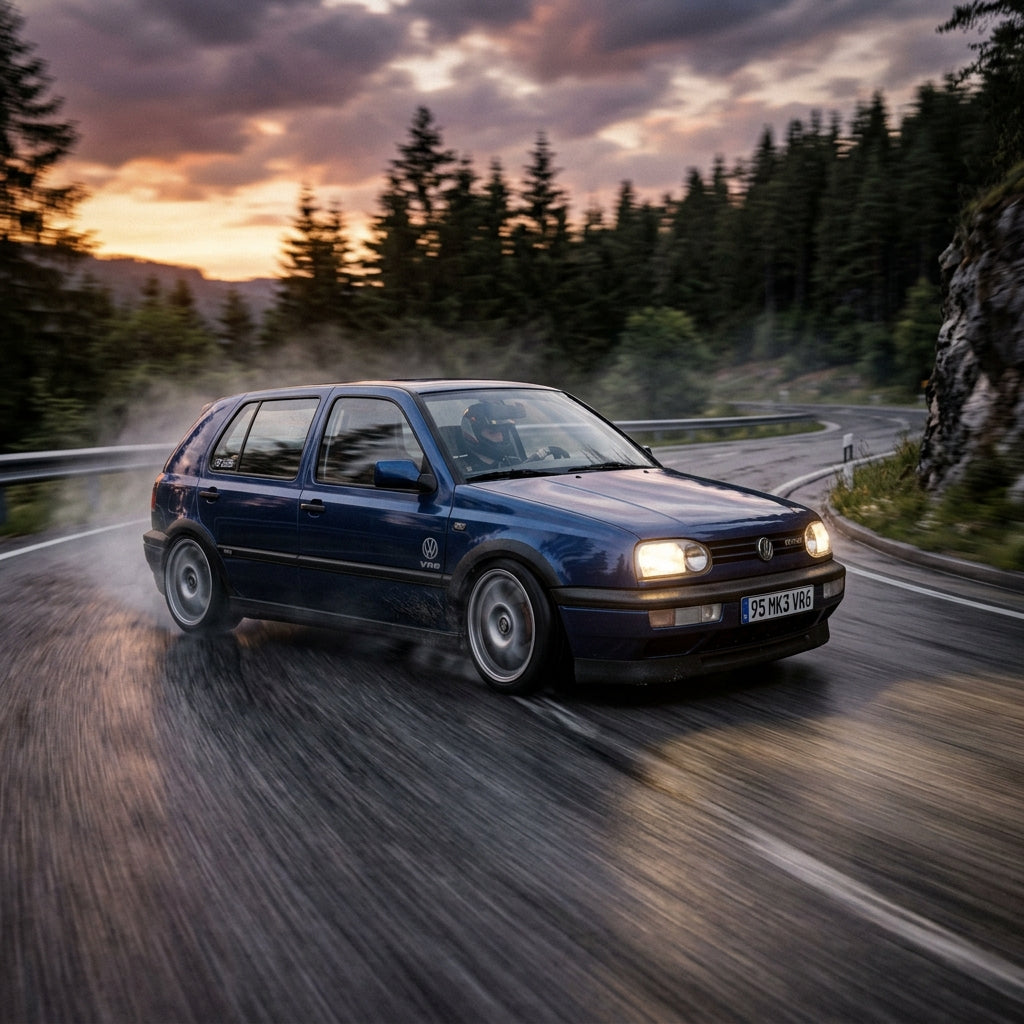 Action Shot: Volkswagen Golf Driving Fast