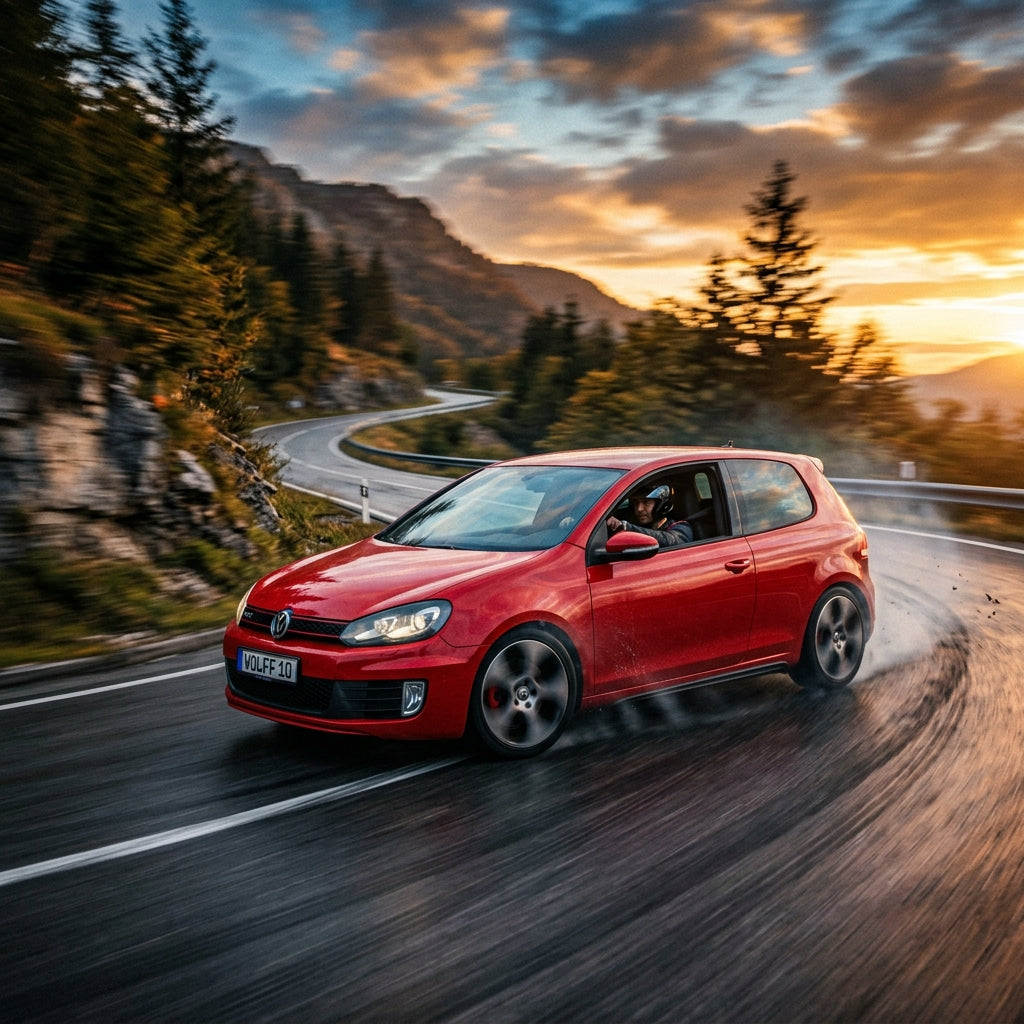 Action Shot: Volkswagen Golf Driving Fast