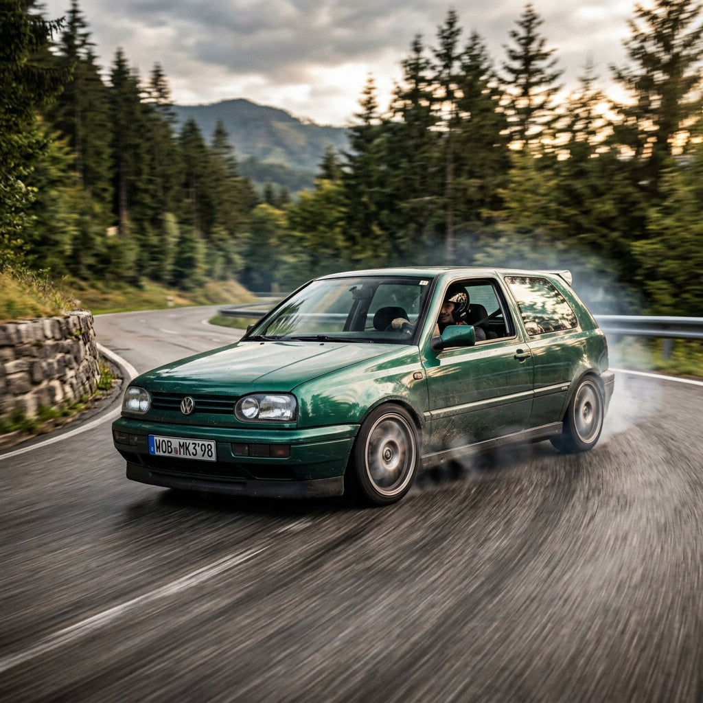 Action Shot: Volkswagen Golf,Jetta Driving Fast