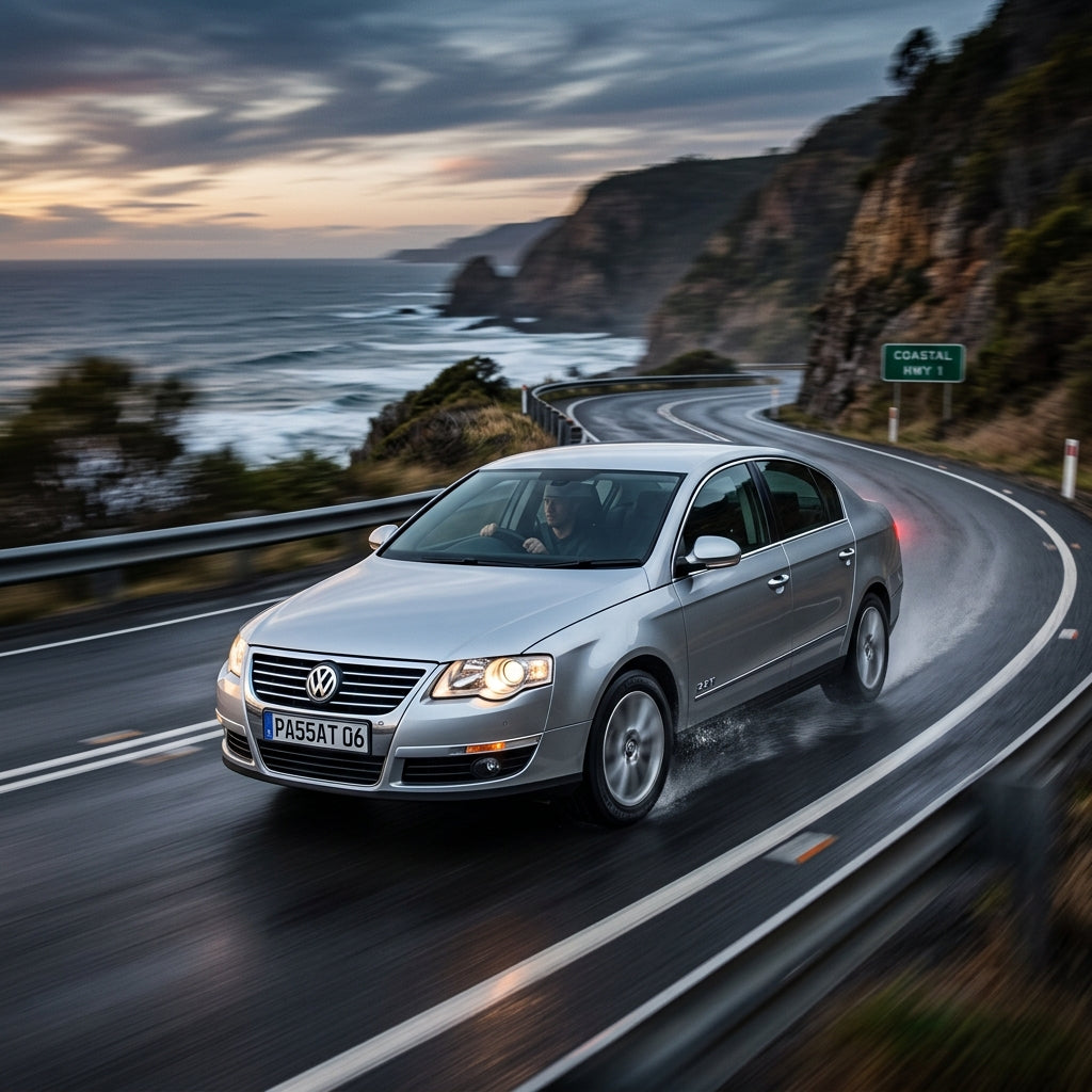 Action Shot: Volkswagen Passat Driving Fast