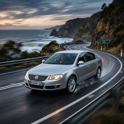 Action Shot: Volkswagen Passat Driving Fast