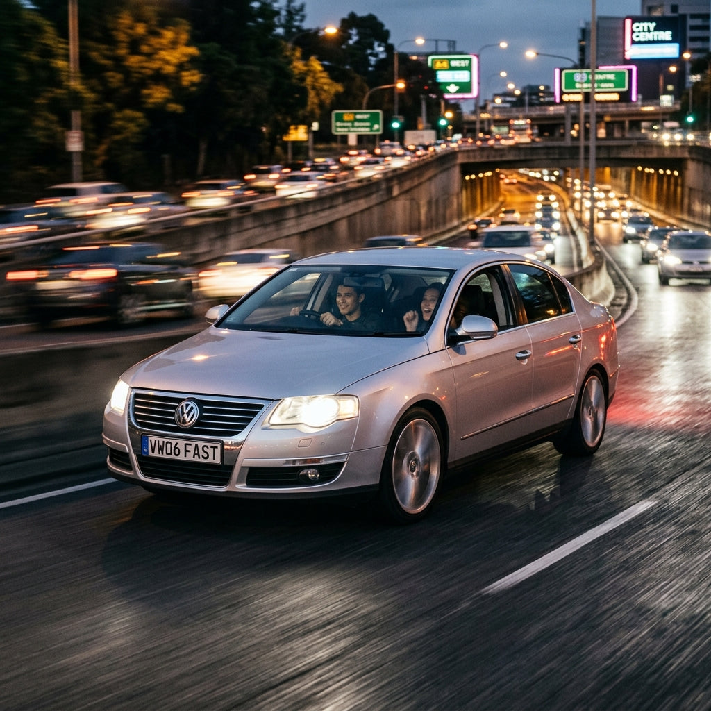 Action Shot: Volkswagen Passat Driving Fast