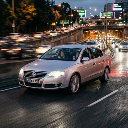 Action Shot: Volkswagen Passat Driving Fast