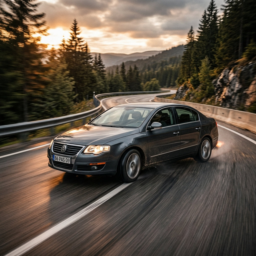 Action Shot: Volkswagen Passat Driving Fast