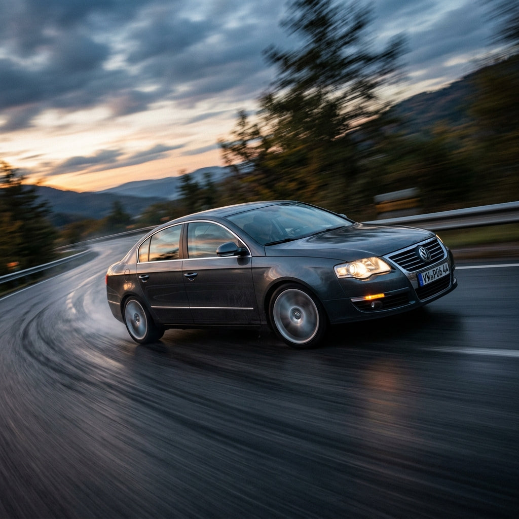 Action Shot: Volkswagen Passat Driving Fast