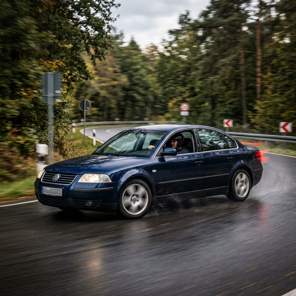 Action Shot: Volkswagen Passat Driving Fast