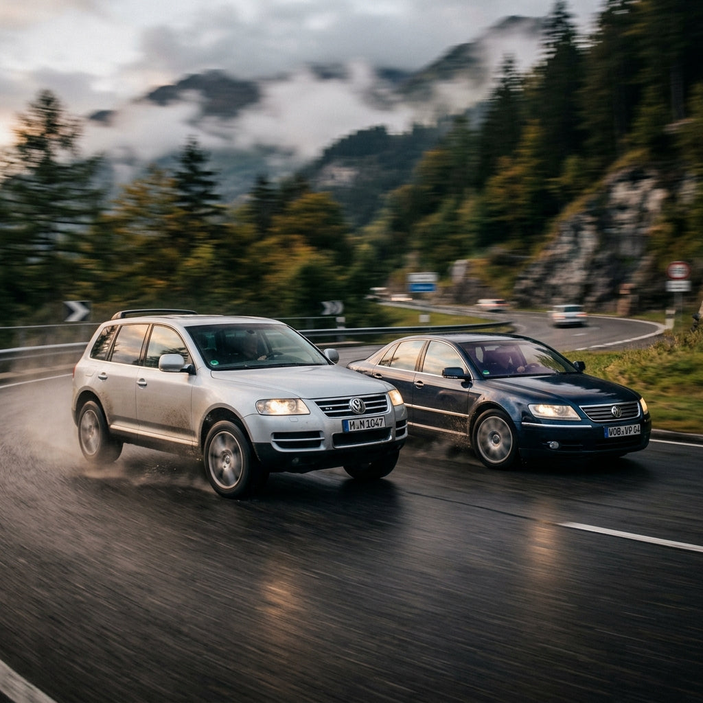 Action Shot: Volkswagen Phaeton,Touareg Driving Fast