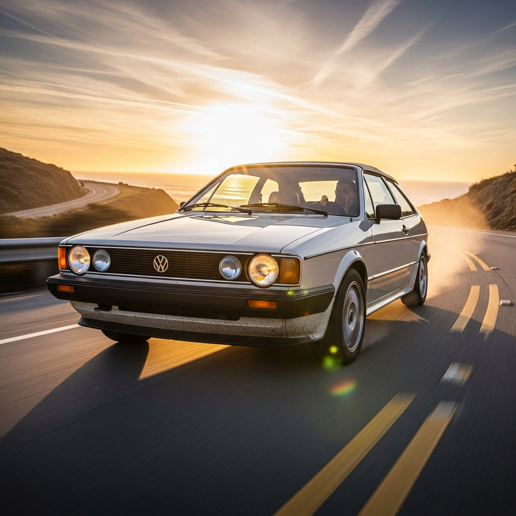Action Shot: Volkswagen Scirocco, Rabbit, Jetta, Cabriolet Driving Fast