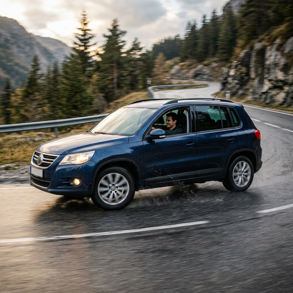 Action Shot: Volkswagen Tiguan Driving Fast