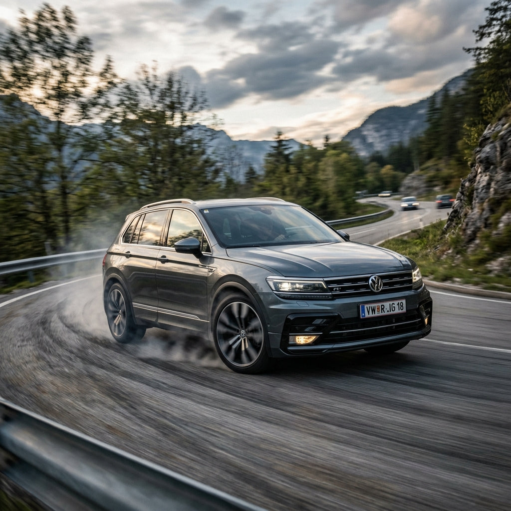 Action Shot: Volkswagen Tiguan Driving Fast