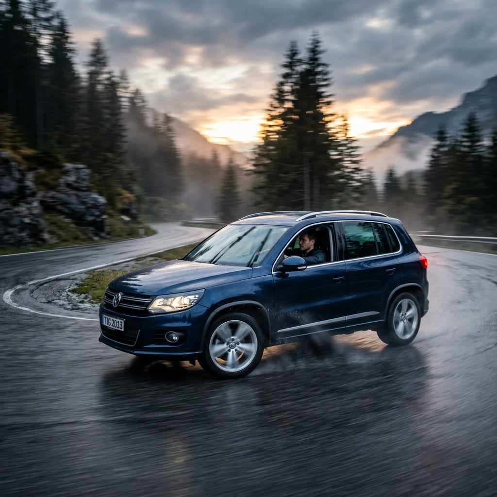 Action Shot: Volkswagen Tiguan Driving Fast