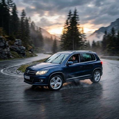 Action Shot: Volkswagen Tiguan Driving Fast