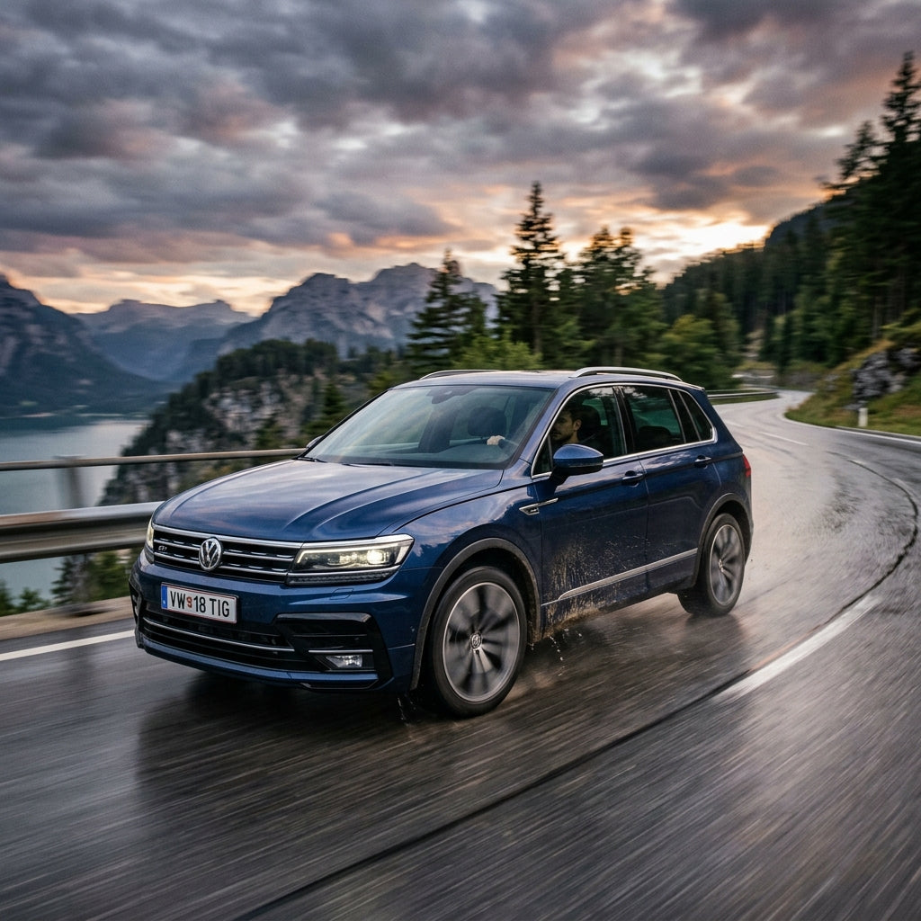 Action Shot: Volkswagen Tiguan Driving Fast