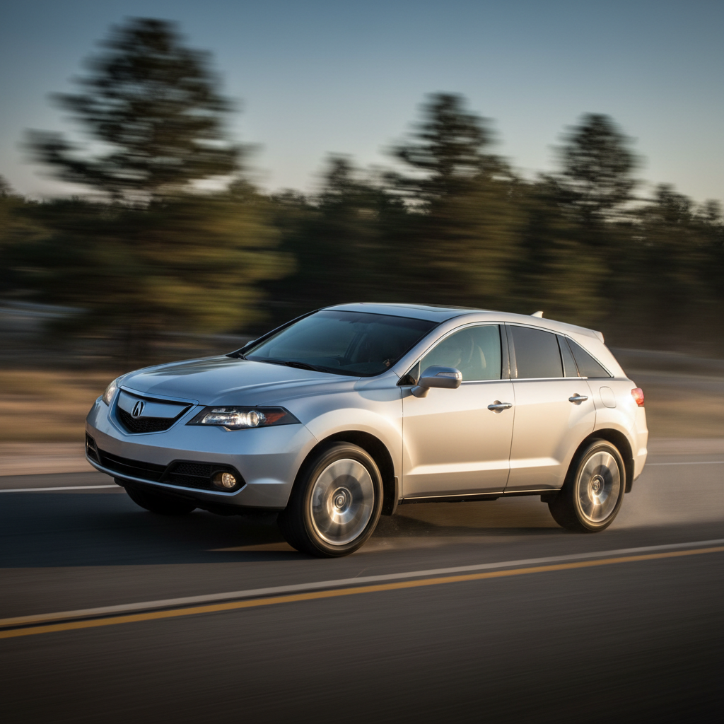A square Acura RDX (2007-2011) driving fast showing speed