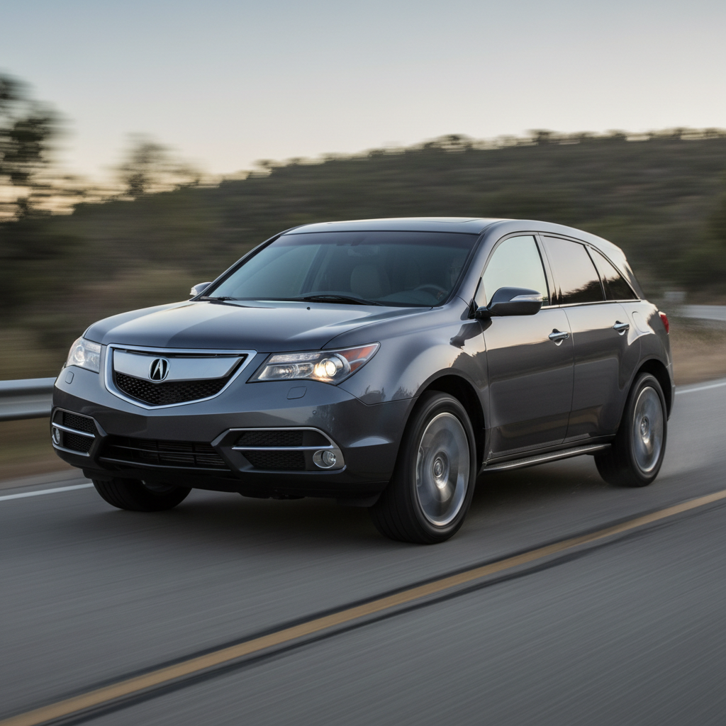 a Square image of a 2010-2013 Acura MDX 3.7L V6 driving fast showing speed