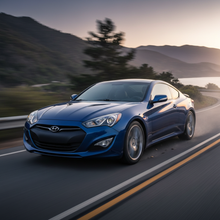A square image of a fast moving exciting Hyundai Genesis Coupe (2010-2012)