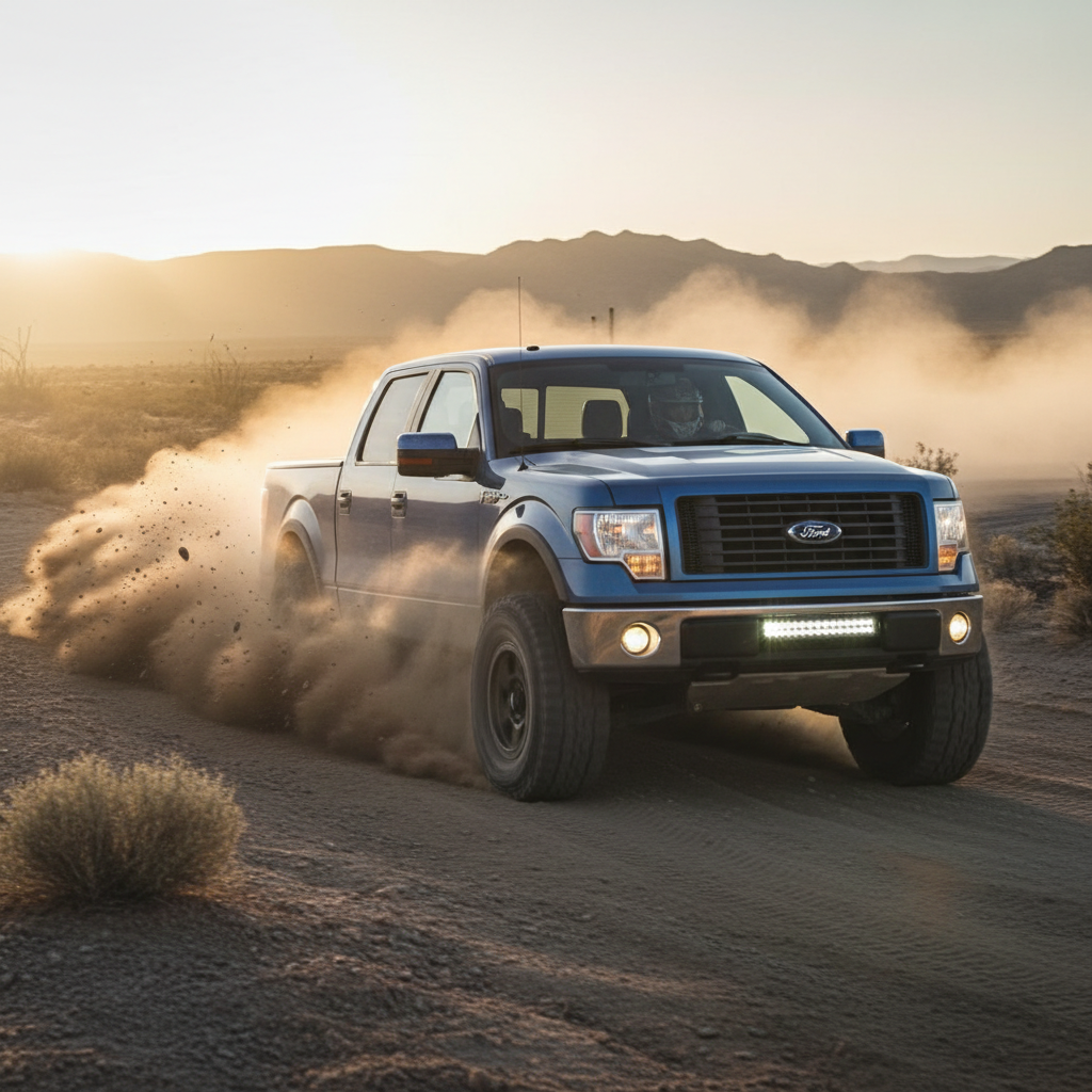 a square image of a Ford F-150 2012 Driving Fast showing speed