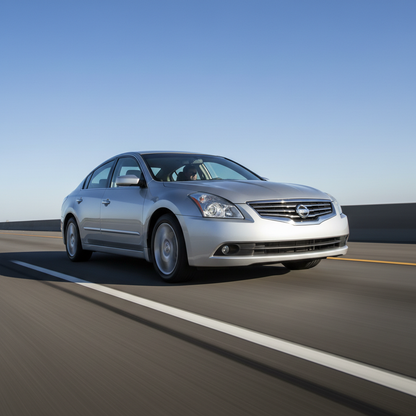 A square image of a Nissan Altima (2007-2012) with 3.5L driving fast showing speed