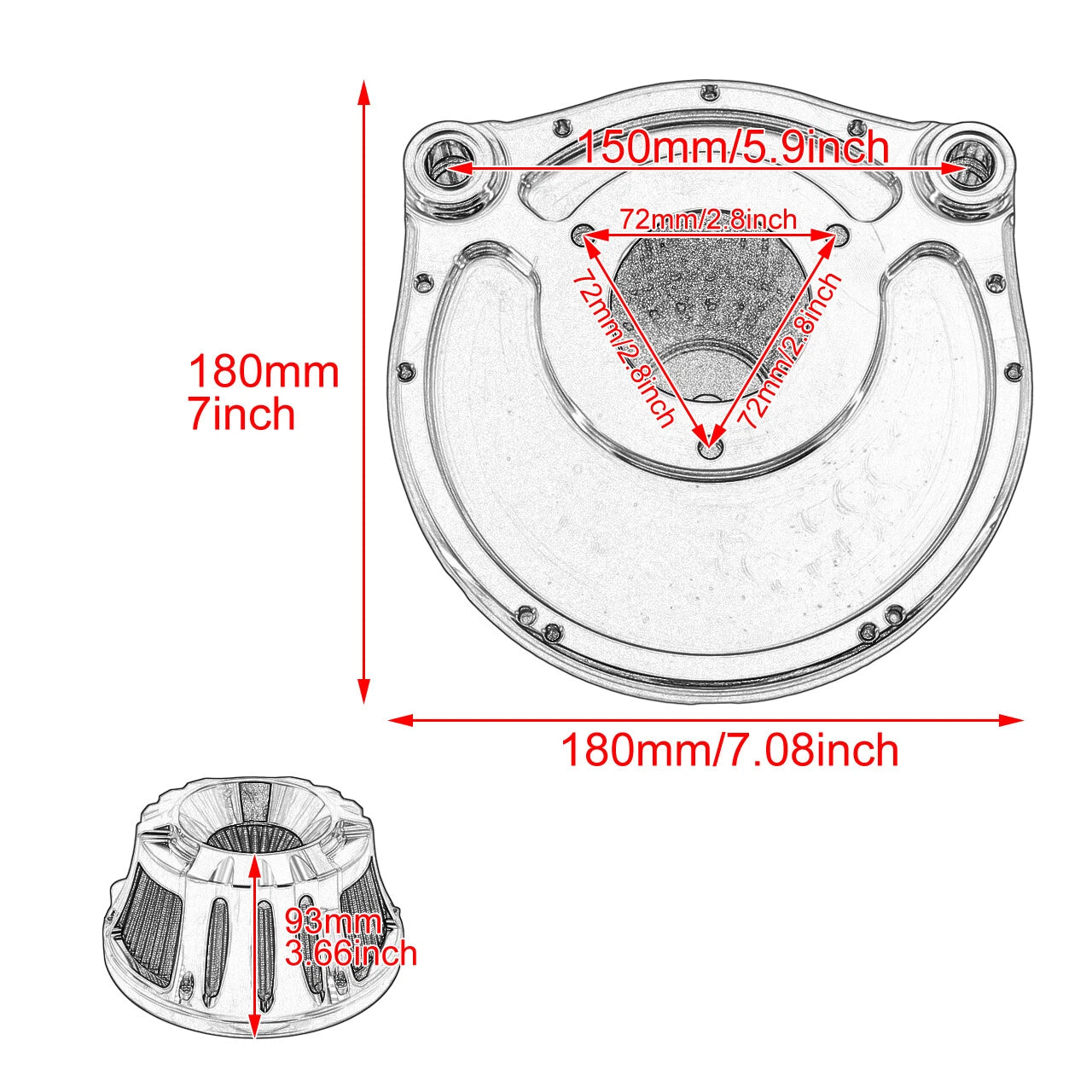 Air Cleaner Intake Filter Kit for Harley Touring Road King Glide (2008-2016) - Chrome CNC