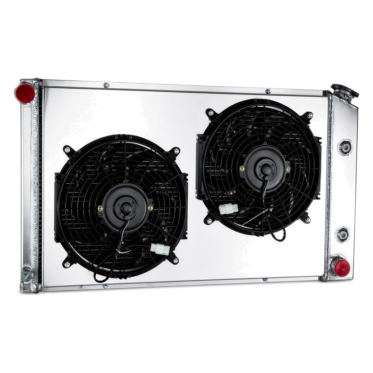 Aluminum 3-row performance radiator with fan shroud and twin 12-inch electric fans for 1970-1981 Pontiac Firebird and Trans Am