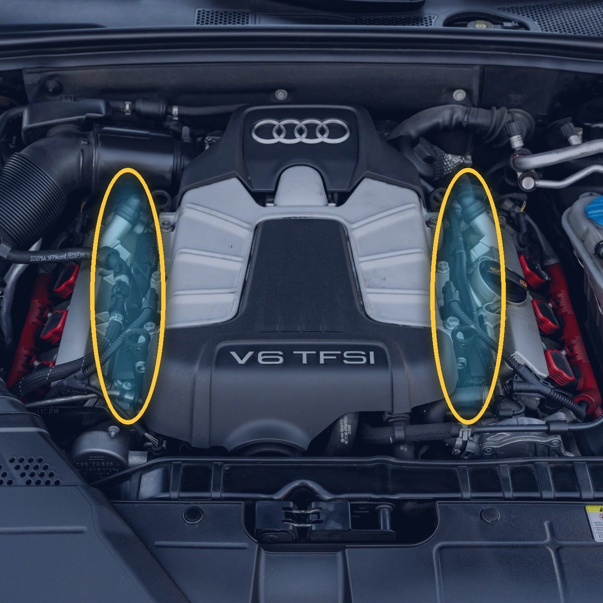 2010-2016 Audi S4 S5 3.0L lower intake manifolds location in engine bay
