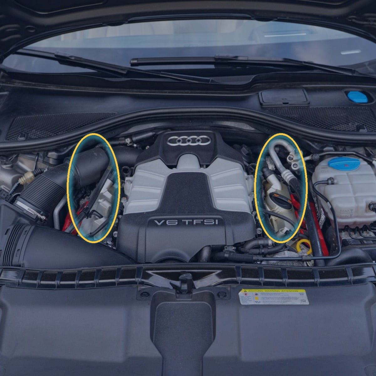 2012-2015 Audi A6 3.0L lower intake manifolds location in engine bay