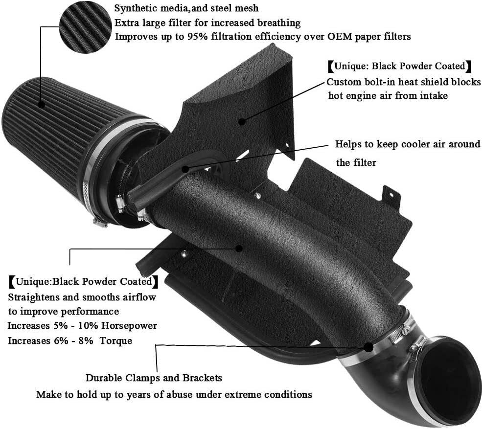 Black Cold Air Intake for GMC/Chevy (1999-2006) V8 4.8L/5.3L/6.0L Engines