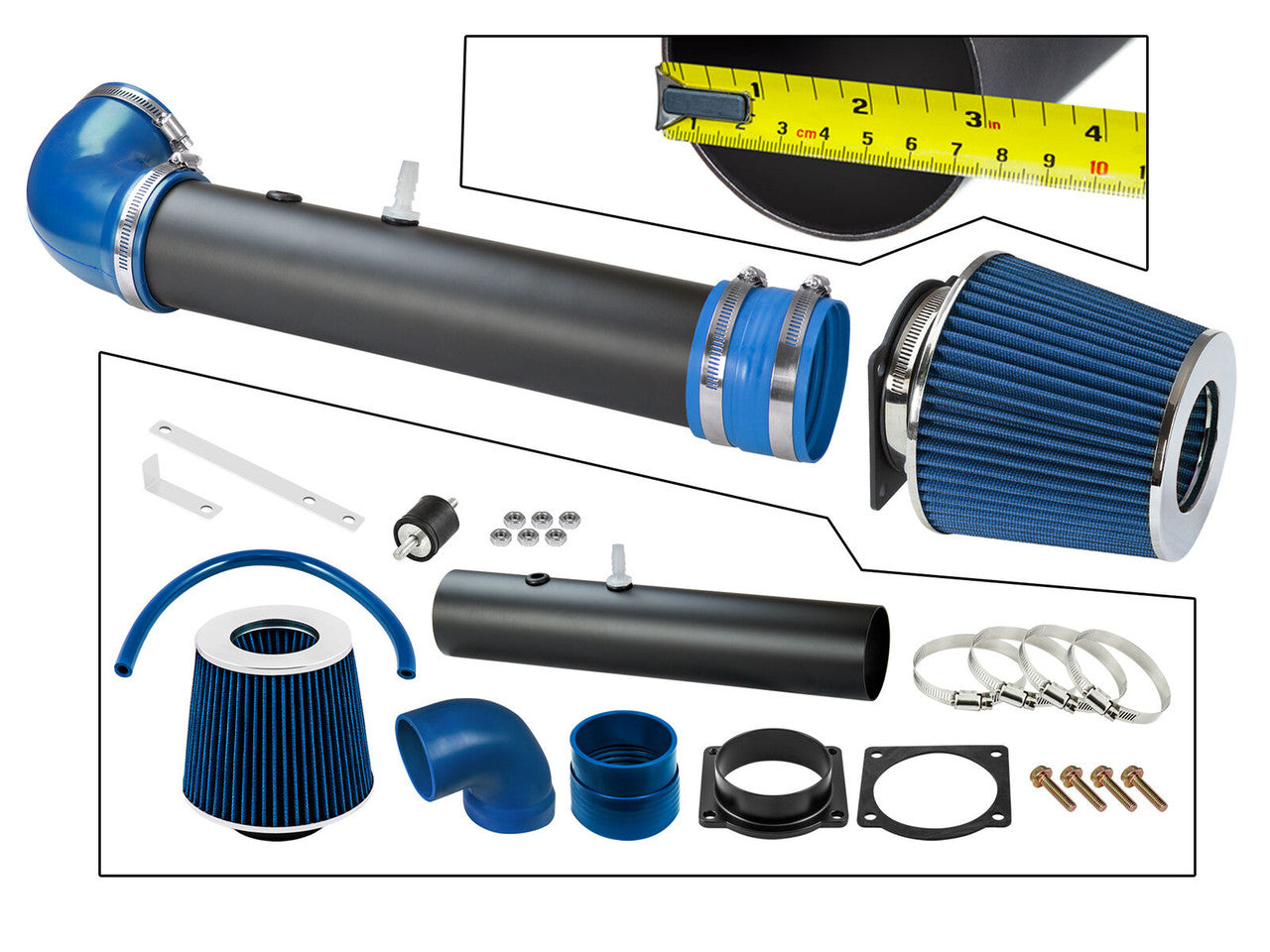Blue Grey Coated Cold Air Intake for Ford F150 (1997-2003) 4.2L V6 Engine