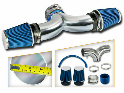 Dual Twin Air Intake Kit For Chevy Corvette (1997-2000) C5 with 5.7L V8 Engine Blue