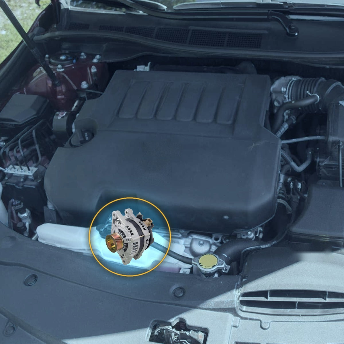 2013-2017 Toyota Camry 3.5L alternator location in the engine bay