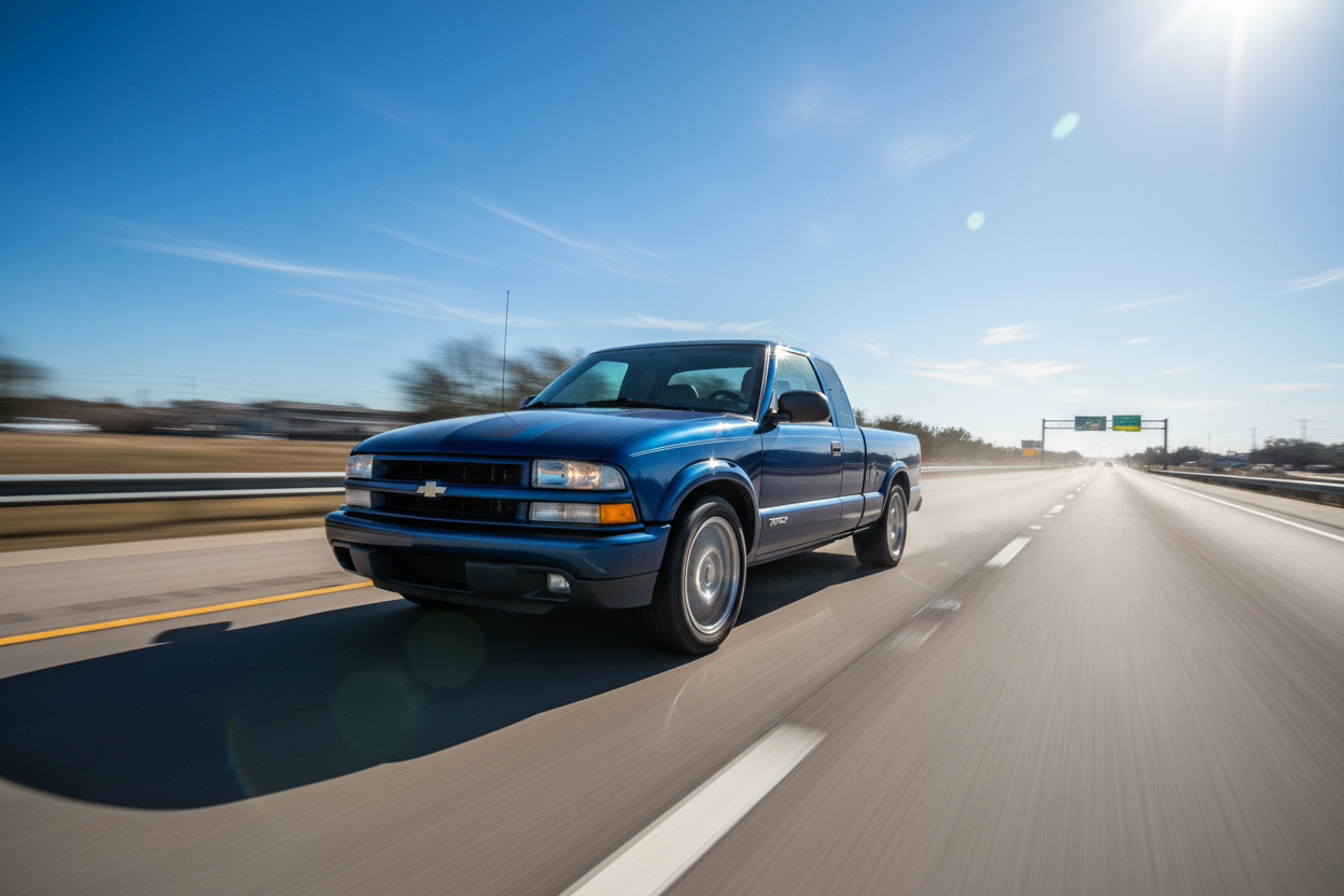 Chevrolet S-10 Pickup  (1996-2004) driving fast on the highway