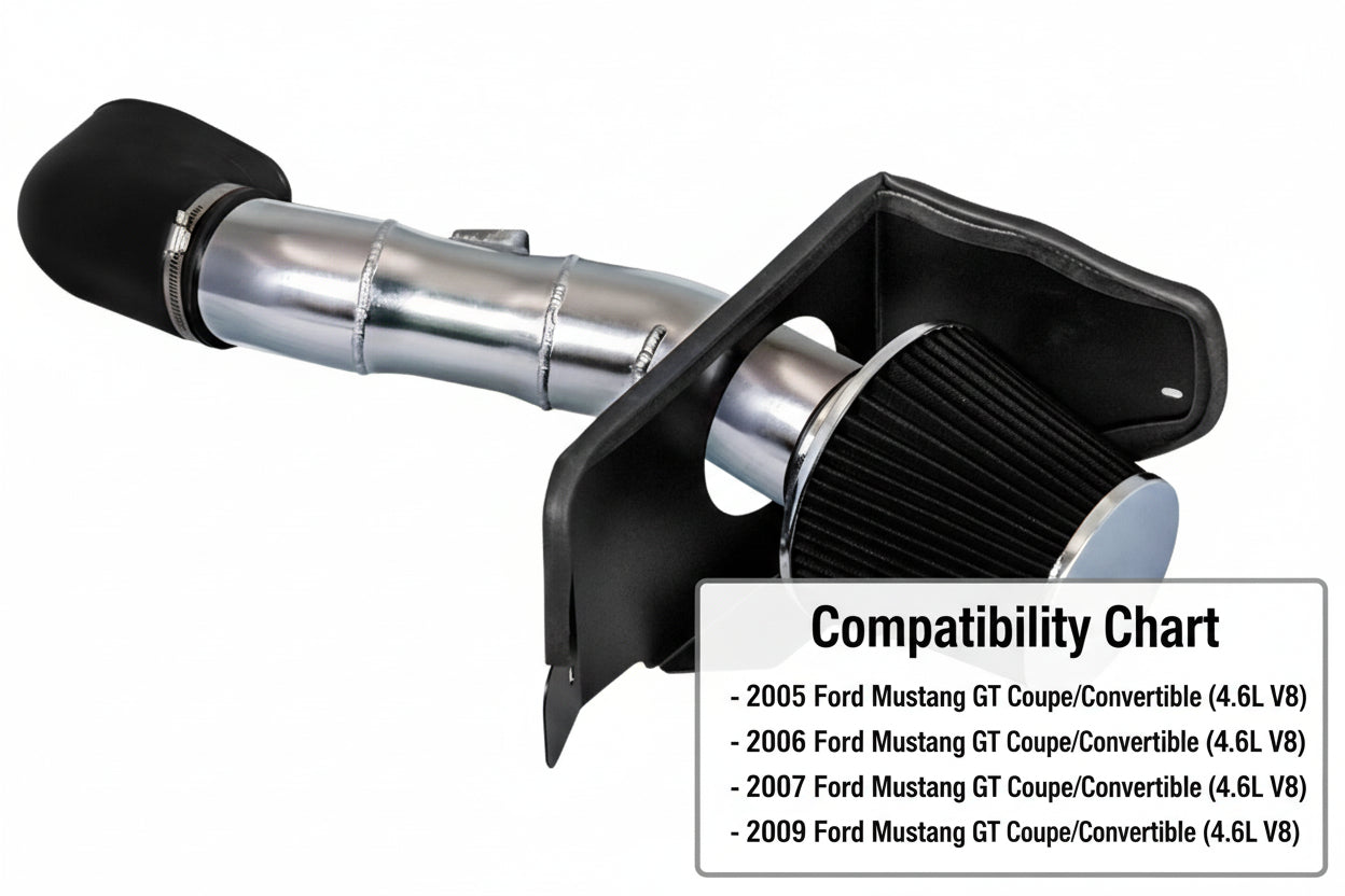 Cold Air Intake for Ford Mustang GT (2005-2009) 4.6L V8 Engine - Black