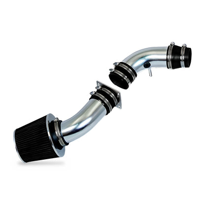 Black-filter cold air intake kit for 1995-1997 Ford Ranger and Mazda B2300 2.3L, polished aluminum two-piece tube with couplers, clamps and cone air filter