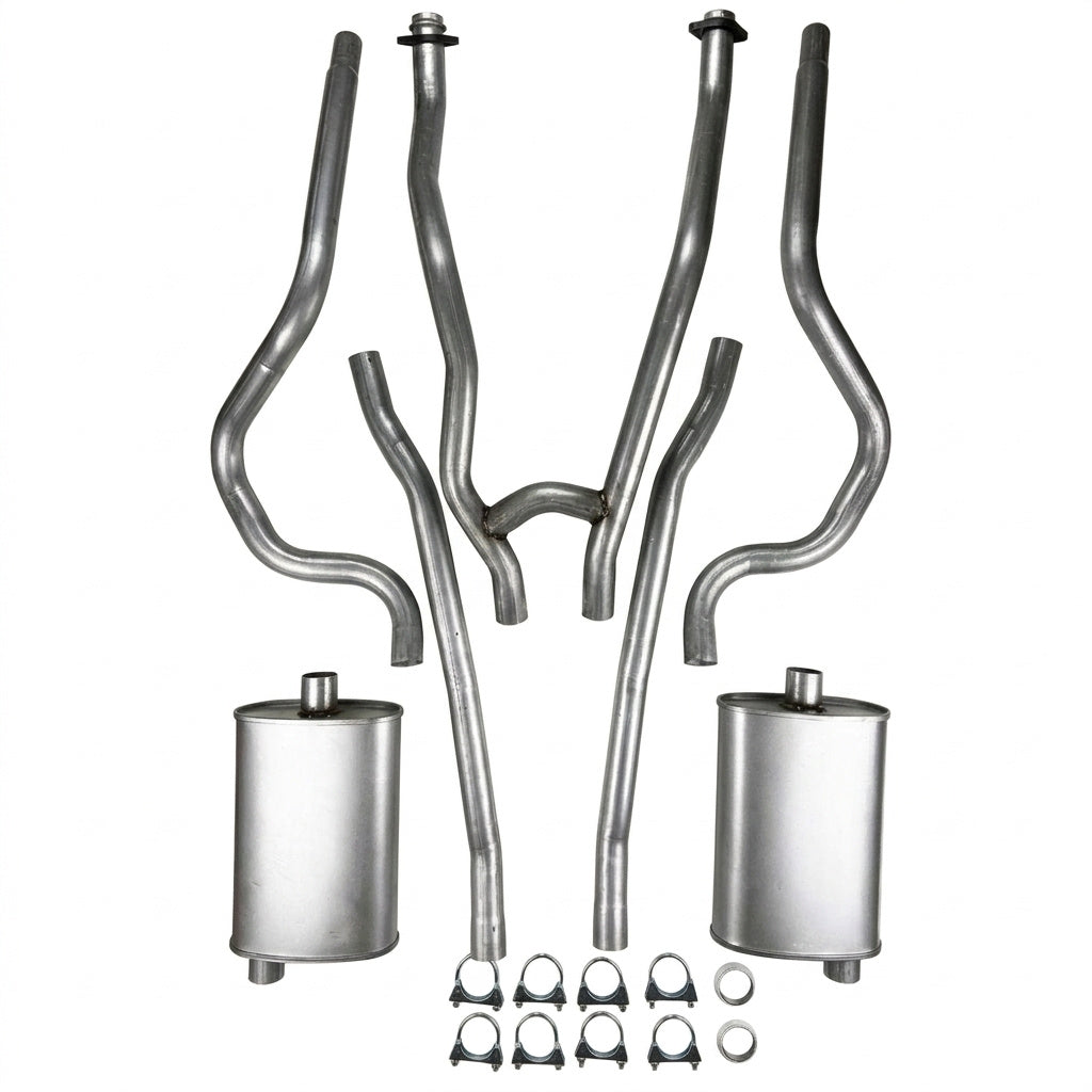 Dual Exhaust System with H-Pipe for Ford Mustang (1965-1970) 4.3L 4.7L 5.0L