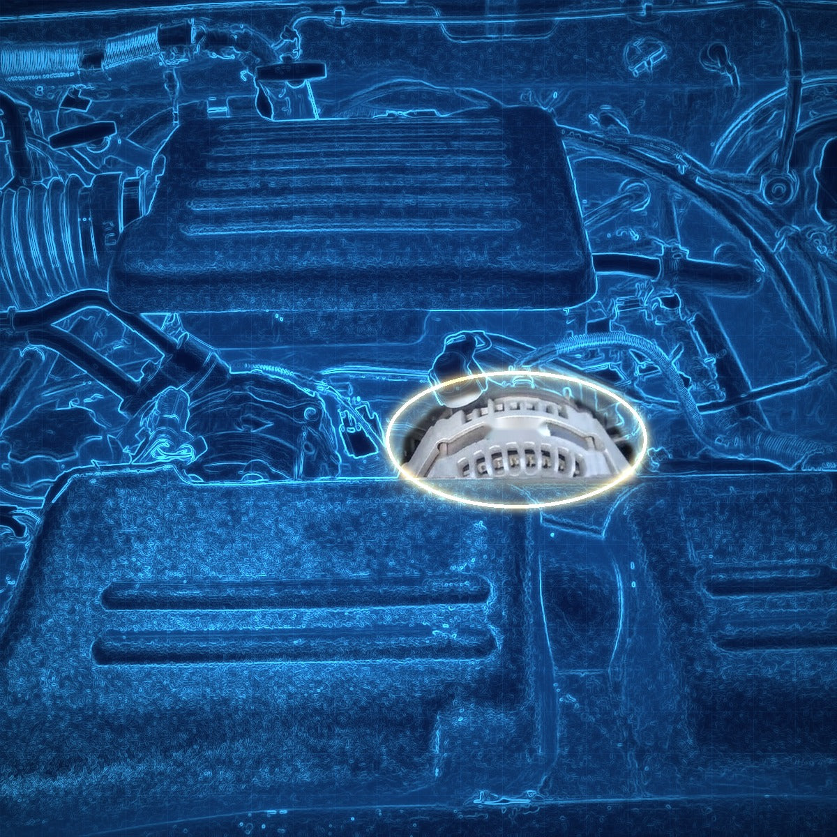 2001-2003 Dodge Durango 4.7L alternator location in the engine bay