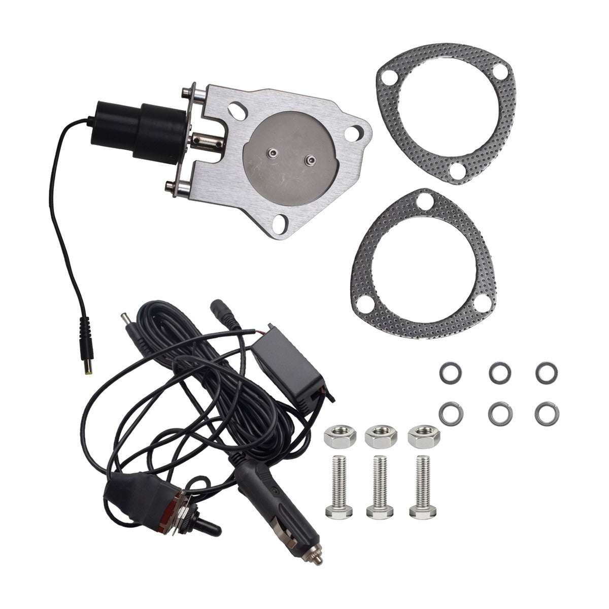 Electric Exhaust Cutout Valve Motor Kit 3 Inch with Manual Switch