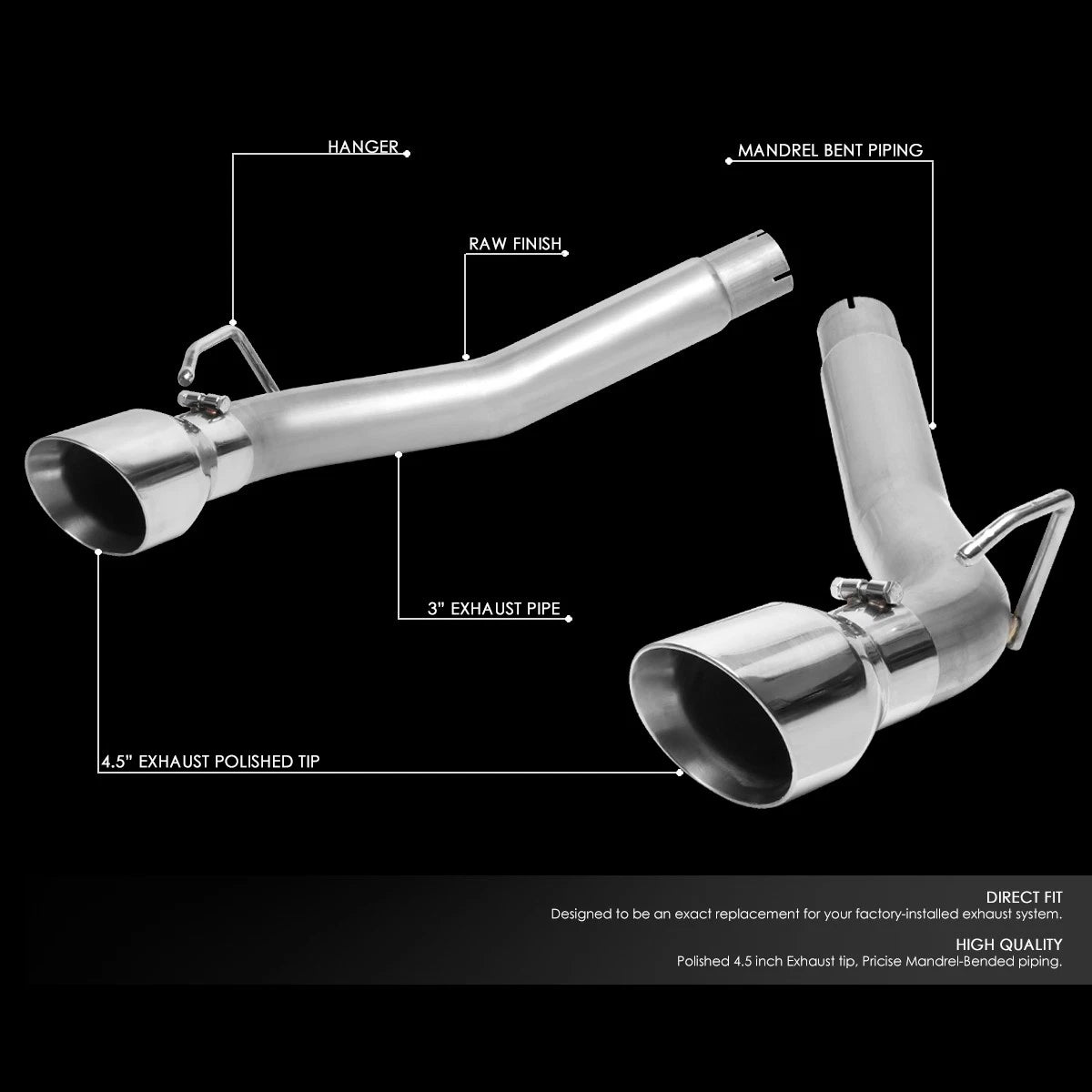 Exhaust Axle Cat Back & Muffler Tip Kit for Chevy Camaro 6.2L (2010-2015)